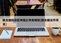 联合国投资区块链公司有哪些[联合国合作项目]